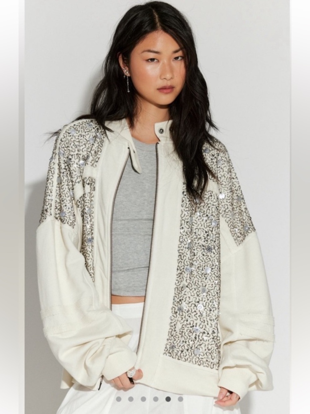 Free People Sparkle Sweatshirt Jacket - Size M - Picture 3 of 10